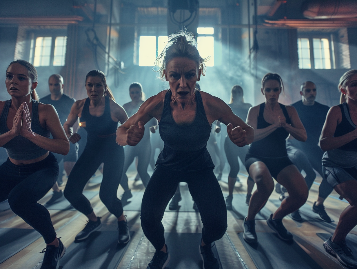 Група людей різного віку займається фітнесом